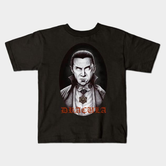 Dracula (Bela Lugosi) Kids T-Shirt by Derek Castro